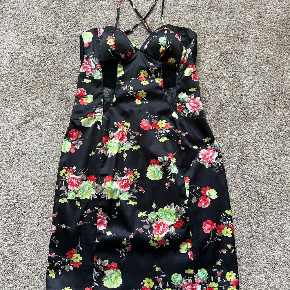 Black floral and lace dress by XOXO